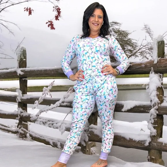Shirley & Stone purple Christmas light pajama lounge set - Picture 5 of 12